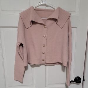 Bought From Korea Boutique Like New Women's Soft Baby Pink Button-Up Sweater
